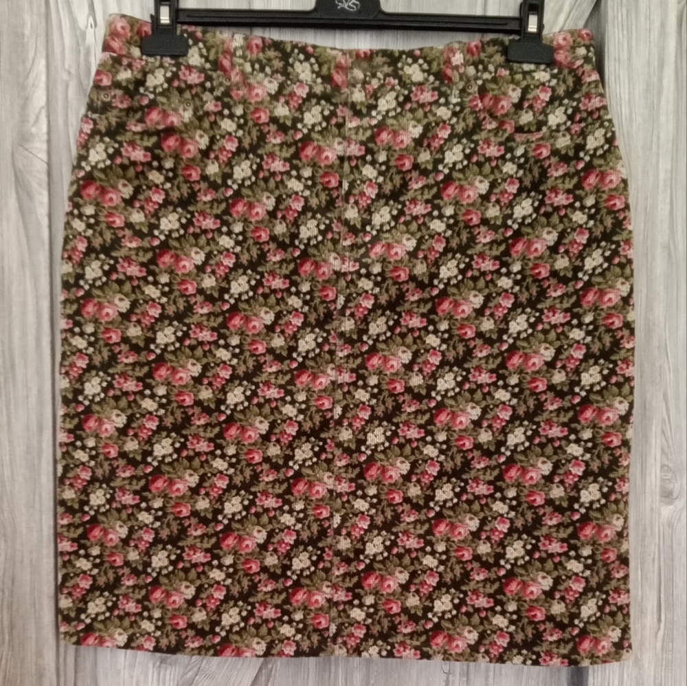 Jones New York Roses Corduroy Jean Skirt